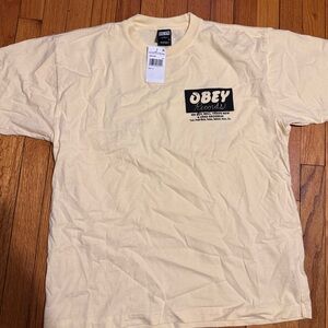 Obey Records Tan Short Sleeve Tee
